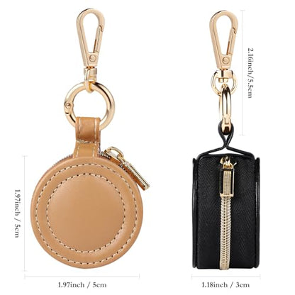 2 Pcs Portable Jewelry Ring Holder Boxs with Keychain - color: Khaki+Black