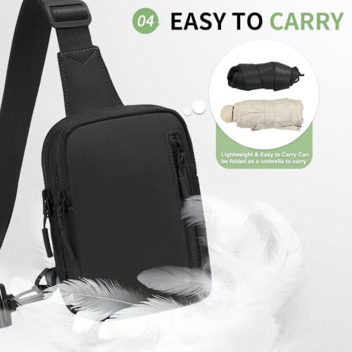 Mini Sling Bag for Men Women Fits for 6.1" Phone, Black - color: 3 Pocket-black