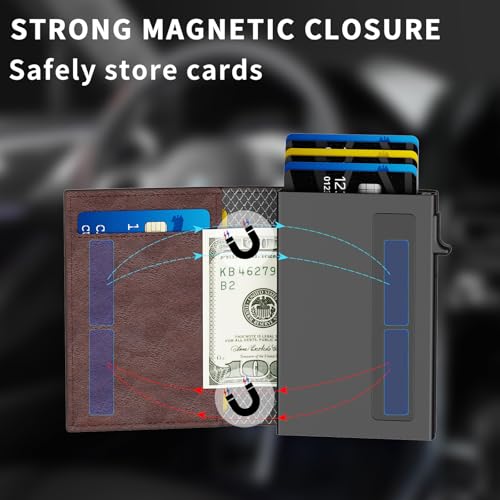 Men’s Wallet with RFID Blocking | Tri-Fold Front Pocket Design | 12 Card Slots, 2 ID Windows & Cash Slot | Aluminum Card Ejector | Durable & Lightweight Men’s Accessories (Coffee) - color: Coffee