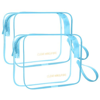 Icramsy Clear Makeup Bag,2 Pack TSA Approved Toiletry Bag for Women & Men - color: Blue