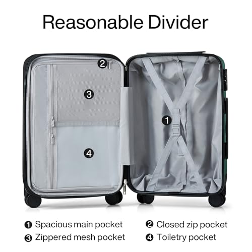 Hanke Expandable Hard Shell Luggage Sets, 2 Piece, 20/29 Inch - color: Blackish Green, size: 2 Pc Set EXT (20/29)