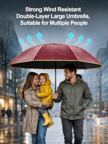 Kalolary 62 Inch Extra Large Golf Umbrella UV Protection Compact Umbrella - color: Red