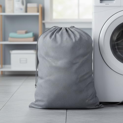 Mesh Laundry Bag, 24 x 36 in Heavy Duty Drawstring Wash Bag for Delicates, Reusable Machine Washable Sack for Home and Travel, Gray - color: Gray