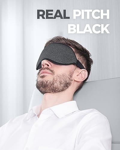 MZOO Luxury Sleep Mask, 3D Spacious for Long Lashes Blocking Light - color: M-gray (Black Edge)