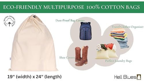 HB 4-Pack Cotton Large Drawstring Pouches 19" x 24" Dust-Proof Bags Cover