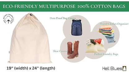 HB 4-Pack Cotton Large Drawstring Pouches 19" x 24" Dust-Proof Bags Cover