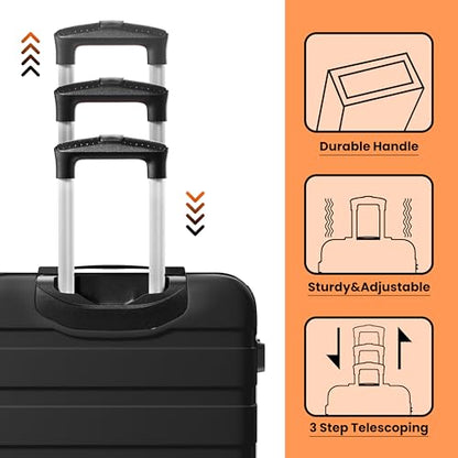AnyZip Luggage Sets 10 Piece Hardshell Suitcase Set PC ABS Lightweight Travel Suitcases with 4 Double Spinner Wheels TSA Lock 20 24 28 Inch with 7 Storage Bags Black - color: Black, size: 10 piece set (20/24/28 & 7 bags)