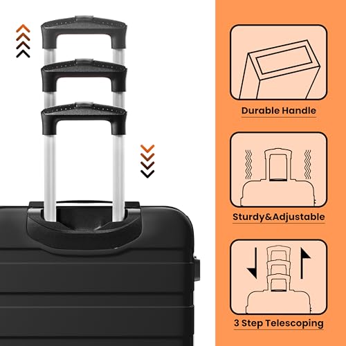 AnyZip Luggage Sets 10 Piece Hardshell Suitcase Set PC ABS Lightweight Travel Suitcases with 4 Double Spinner Wheels TSA Lock 20 24 28 Inch with 7 Storage Bags Black - color: Black, size: 10 piece set (20/24/28 & 7 bags)
