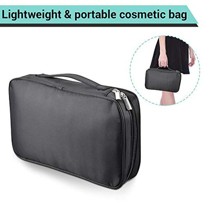 BYOOTIQUE Makeup Brush Bag Organizer Portable Multi Brush Holder Hand Bag - color: Black Multi