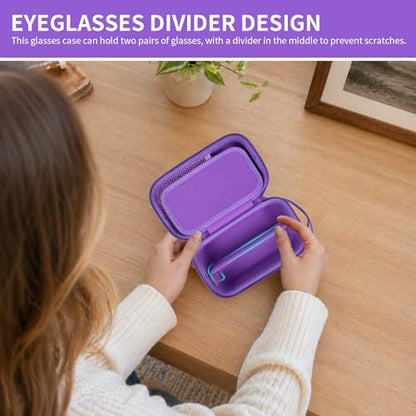 GWCASE Portable 2 in 1 Contact Lens Case and Glasses Case for 2 Pairs - color: Purple