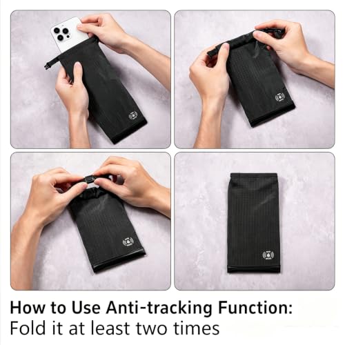 RFID Blocking Phone Pouch,5 RFID Card Sleeves &1 Tool Card Carabiner, Blue | Made of lightweight nylon, it blocks GPS signals to prevent tracking and data theft for privacy protection. - color: Blue