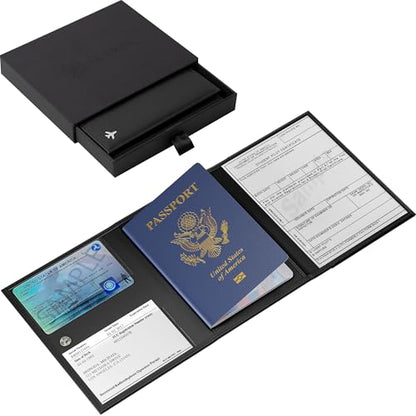 Pilot document holder, Pilot wallet, RFID-Blocking, Travel Wallet, Stylish Travel Companion for Aviation Professionals, Classic (Faux Leather_V1, Black)