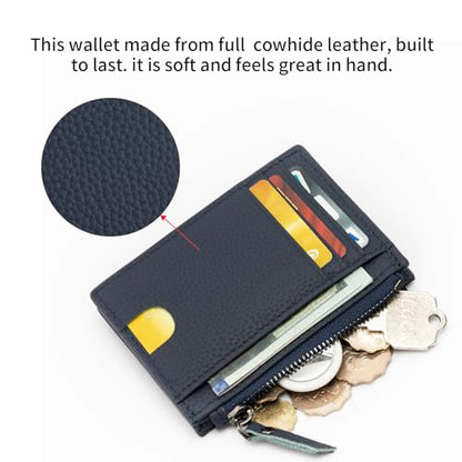 Slim Wallet for Women Small Leather RFID Blocking Credit Card Holder Minimalist Wallet with Coin Purses & Pouches,S Deep Blue - color: Deep Blue
