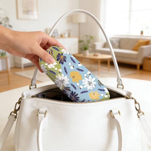 Glasses Case Hard Shell,Portable Protective Eyeglasses Case, Eyeglass Holder Box with Cleaning Cloth,for Women Men - color: Floral Print 1