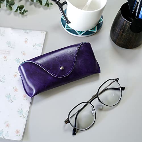 LogHog Portable Leather Glasses Case,Flexible Sunglasses Pouch Slim Case for Women Men Horizontal Eyeglass Case - color: Purple