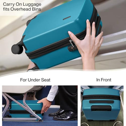 Hanke 16 Inch Underseat Small Carry On Luggage, Hard Shell with TSA Lock - color: Caribbean Blue, size: 16 Inch
