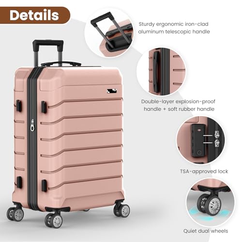Luggage Sets 3 Piece Lightweight Hardshell Suitcase（Rose Gold - color: RPSE GOK