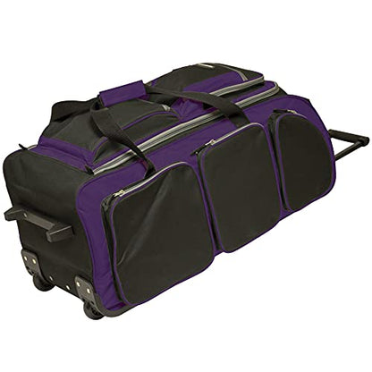 Travelers Club Xpedition 30 Inch Multi-Pocket Upright Rolling Duffel Bag - color: Purple