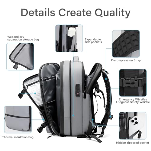 60L Expandable Vacuum Travel Backpack Luggage Backpack - color: Grey