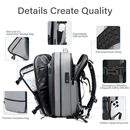 60L Expandable Vacuum Travel Backpack Luggage Backpack - color: Grey