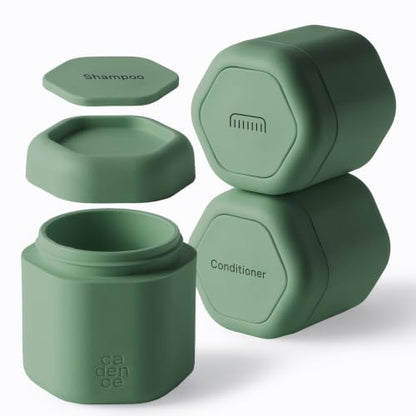 Cadence Travel Containers Haircare Capsule Set - Magnetic Containers with Lids,Carry On Travel Essentials For Women/Men - 3 Flex Mediums (1.32oz) - Shampoo, Conditioner & Comb Icon Labels - Eucalyptus - color: Eucalyptus, size: Haircare (Set of 3)