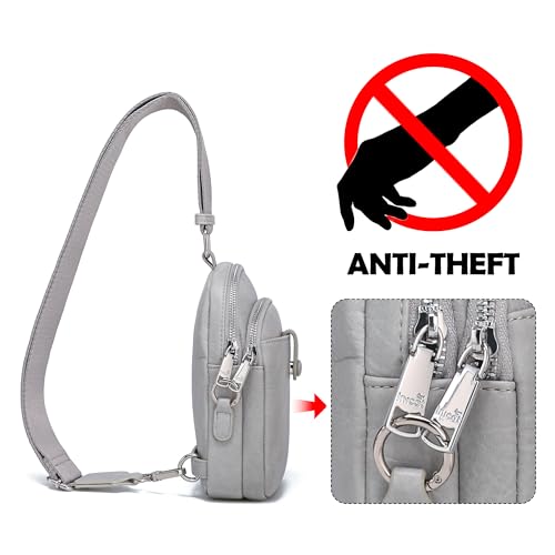 INICAT Small Anti Theft Crossbody Bag for Women,Sling Purse - color: Gray White Antitheft, size: Large