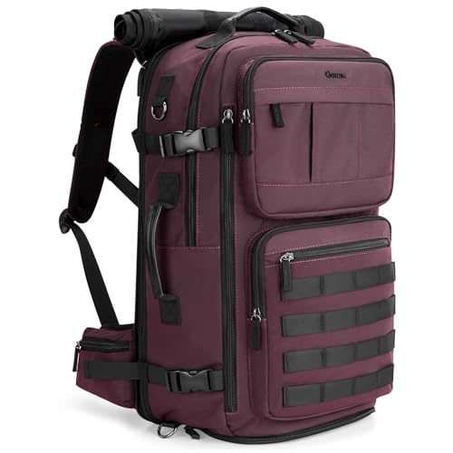 Gonex Travel Backpack, 40L Expandable Carry On, 3-in-1 Convertible - color: Dark Red