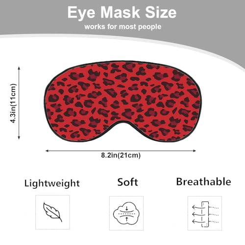 Red Leopard Pattern Silk Eye Mask Sleep Mask Animal Print Spot Speckle Eye Mask with Adjustable Strap Lightweight for Women Work Travel Night Sleep - color: Red Leopard Pattern