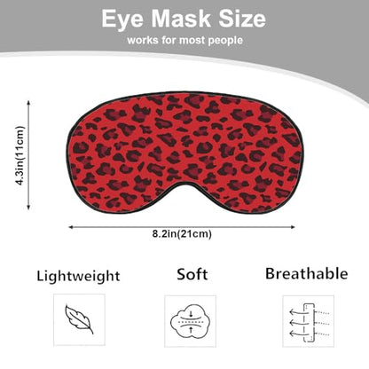 Red Leopard Pattern Silk Eye Mask Sleep Mask Animal Print Spot Speckle Eye Mask with Adjustable Strap Lightweight for Women Work Travel Night Sleep - color: Red Leopard Pattern