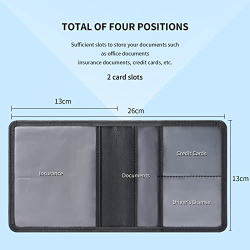 TILDOSAC Car Registration & Insurance Card Holder Leather Auto Glove Box Organizer Document Wallet with Magnetic Shut (Black, Small) - color: Small Black