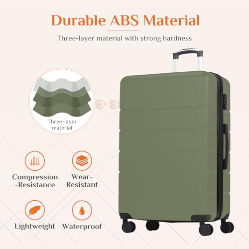 Sweetcrispy 20 Inch Carry On Luggage, Suitcase with Spinner Wheels - color: Green, size: 20 Inch