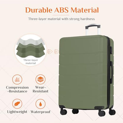 Sweetcrispy 20 Inch Carry On Luggage, Suitcase with Spinner Wheels - color: Green, size: 20 Inch