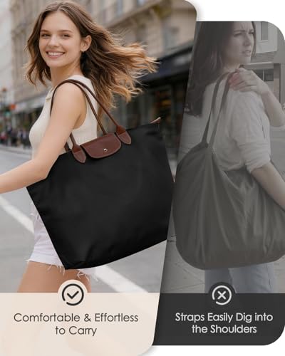 Miss Adola Aesthetic Nylon Tote Bag for Women - color: Black