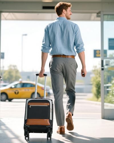 16 inch Underseat Carry On Luggage with Wheels Brown - color: Brown