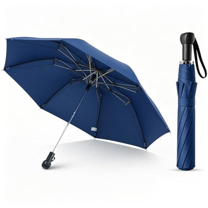 Collapsible Windproof Umbrella Travel - 42inch Auto Open & Manual Close - color: 02.Dark Blue