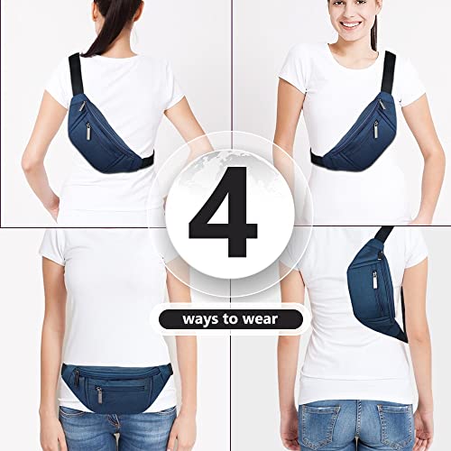 AIKENDO Fanny Pack for Men Women, Crossbody Waist Bag Pack Phone Bag - color: Dark blue