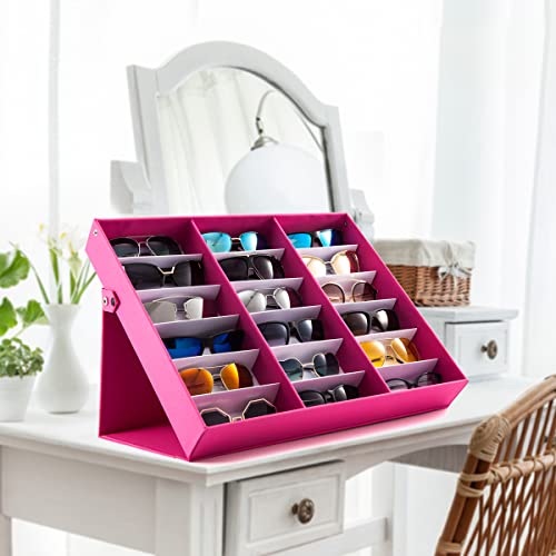 TRIUMPH VISION Sunglasses Organizer Storage Eyeglass Box Glasses Case Tray - color: Pink
