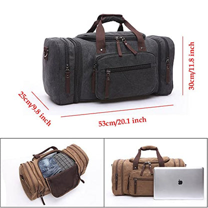 Duffle Bag for Travel, Large Canvas Duffel Bag for Travelling Overnight Weekender Bag Carry On Bag for Men Women Grey - color: Grey