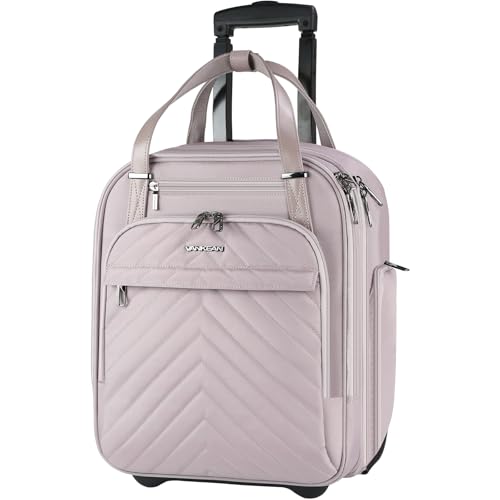 VANKEAN Carry On 언더시트 다기능, 40.6cm(16인치) 언더시터 경량 오버나이트 슈트케이스 남성 여성용, 라이트 더스티 핑크 - color: 라이트 더스티 핑크