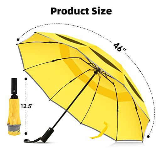 Windproof Automatic Inverted Umbrella – Compact Folding with Sun UV Protection, Portable Travel Umbrella for Car & Backpack - color: Yellow