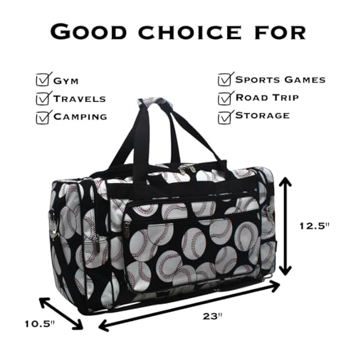 NGIL Canvas 23" inch Duffle Bag (Baseball-Black) - color: Baseball-Black