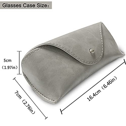 LogHog Portable Leather Glasses Case,Flexible Sunglasses Pouch Slim Case for Women Men Horizontal Eyeglass Case - color: Gray
