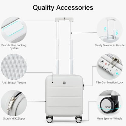 Hanke Underseat Carry On Luggage with Wheels, Hardside Small Suitcase - color: Smoke White, size: 16 Inch