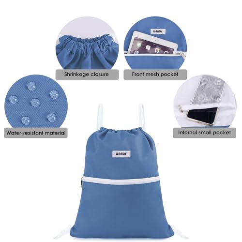WANDF Drawstring Backpack, Gym Sackpack for Sports (Dark Blue) - color: Dark Blue