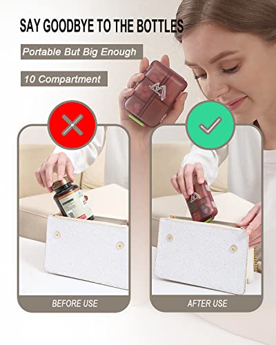 4PS Travel Pill Organizer 10 Compartment Folding Small Pill Case Four Color - color: Dark Red + Gray + Pink + Blue