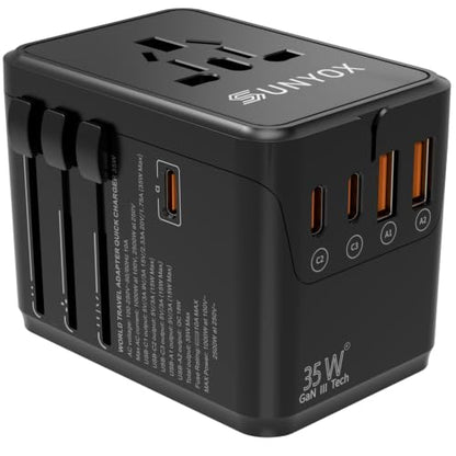 Universal Travel Adapter-35W International Power Adapter, PD&QC Fast Charge