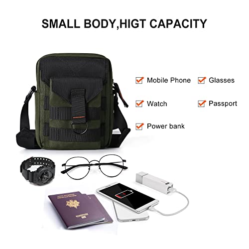 Small Crossbody Bag for Men, Mini Messenger Bag Shoulder Bag for Phone Passport - color: M-green