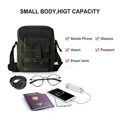 Small Crossbody Bag for Men, Mini Messenger Bag Shoulder Bag for Phone Passport - color: M-green
