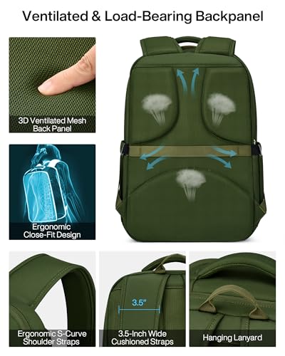 MILADA Travel Backpack, Expandable Carry On Backpack 28L-39L, Green - color: Green