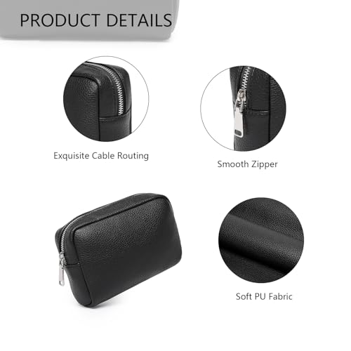 Makeup Bag for Purse Travel Cosmetic Bag (PU Black) - color: Black